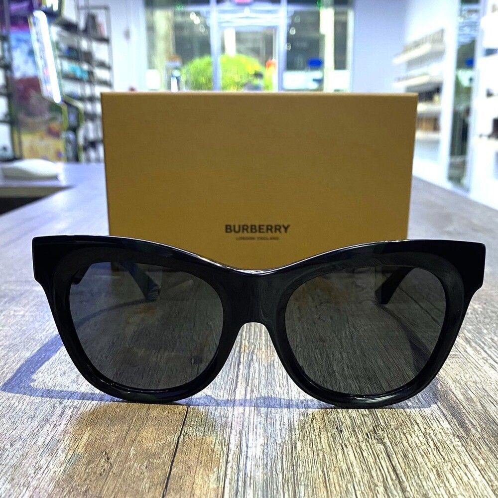Burberry Women Oversized Cat Eye Sunglasses BE4418-300187 Dark Grey Lens 54mm - Picture 5 of 8
